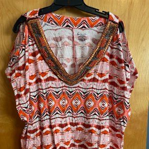 Lane Bryant Summer Shirt w/beading, 26-28, Like New